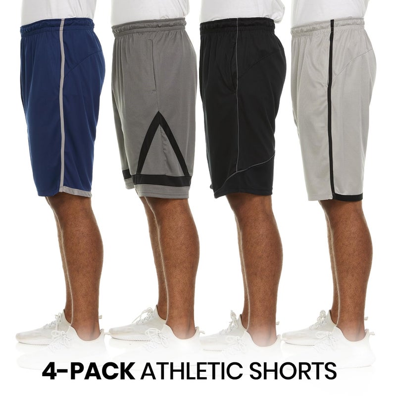 Essential Elements 4 Pack: Men's Dry-Fit Sweat Resistant Active Athletic Performance Shorts - Image 5